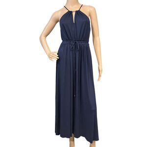 BANANA REPUBLIC Navy Blue Patio Knit Maxi Dress Sundress Beach Sz S Petite